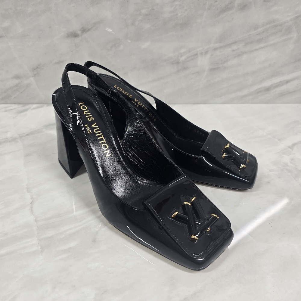 Louis Vuitton Black Patent Leather Shaker Heels - Picture 8 of 10